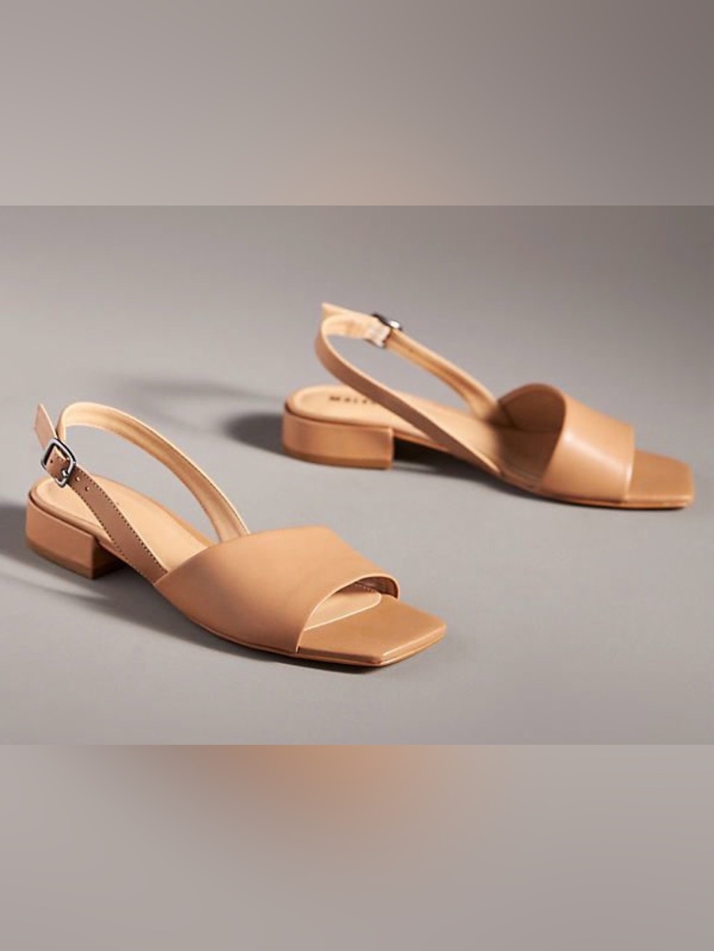 Maeve from Anthropologie Asymmetrical-Strap Leather Slingback Sandals, Nude/Tan